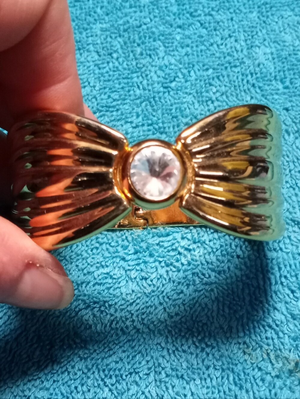 Gold Bow Crystal Bracelet Hinged